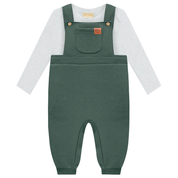 Conjunto Infantil Menino Jardineira e Body Manga L