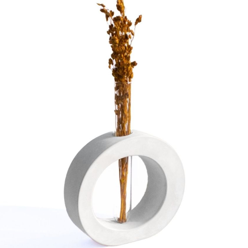 Vaso Solitário Hidropônico Decor Redondo 16,5cm Cimento