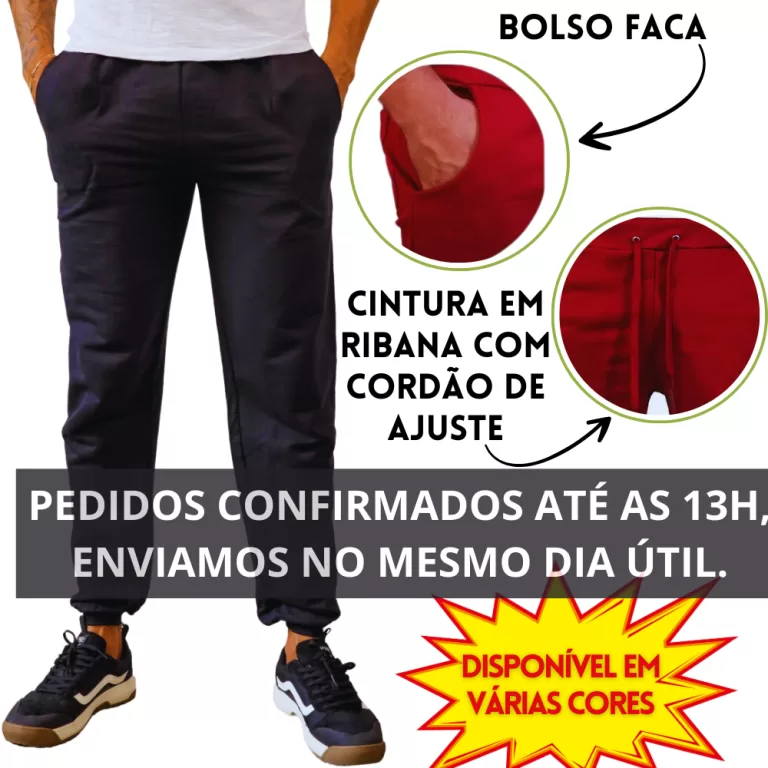 Calça de Moletom Peluciada Masculina Adulto Gross