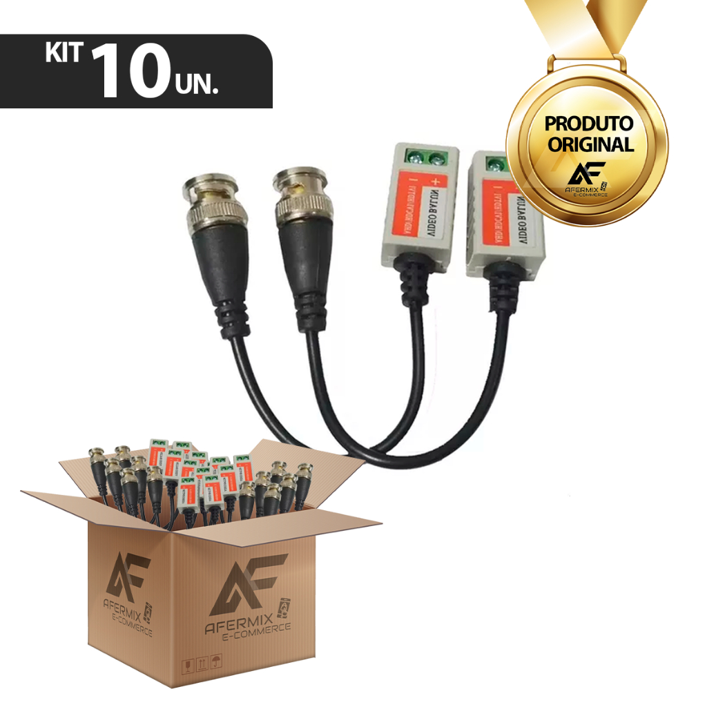 10 Par Vídeo Conversor Balun Passivo Câmera Utp Hd 4×1 Cftv