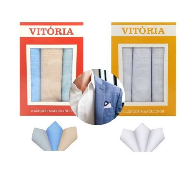 kit 3 Lenços masculinos Presidente Vitória 100% 
