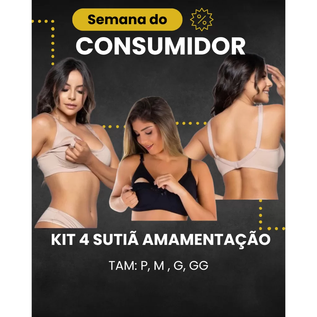 Kit 4 Sutiã Para Amamentação em Microfibra de Poliéster Pós Parto Maternidade tic tac Envio Imediato