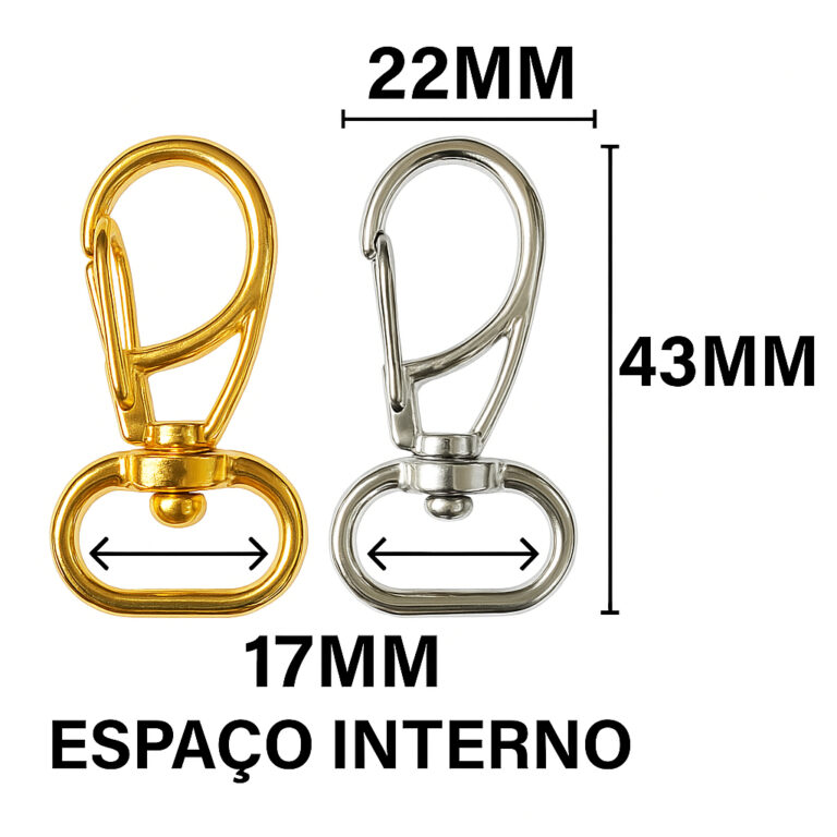 Kit Fecho Mosquetão 43mm  Ideal para Chaveiros, B