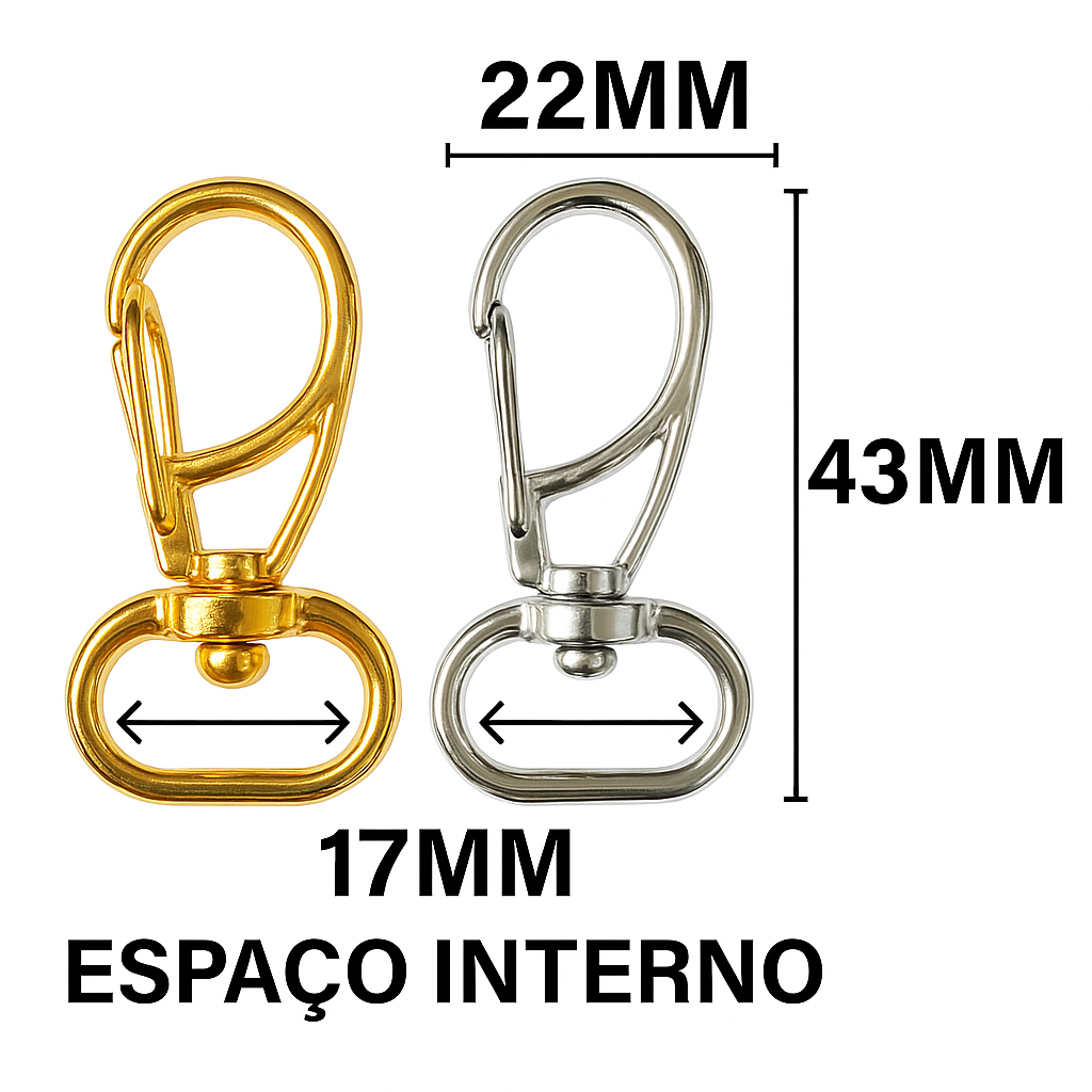 Kit Fecho Mosquetão 43mm  Ideal para Chaveiros, Bolsas e Artesanato – Monte seu kit de 10, 20, 30, 4