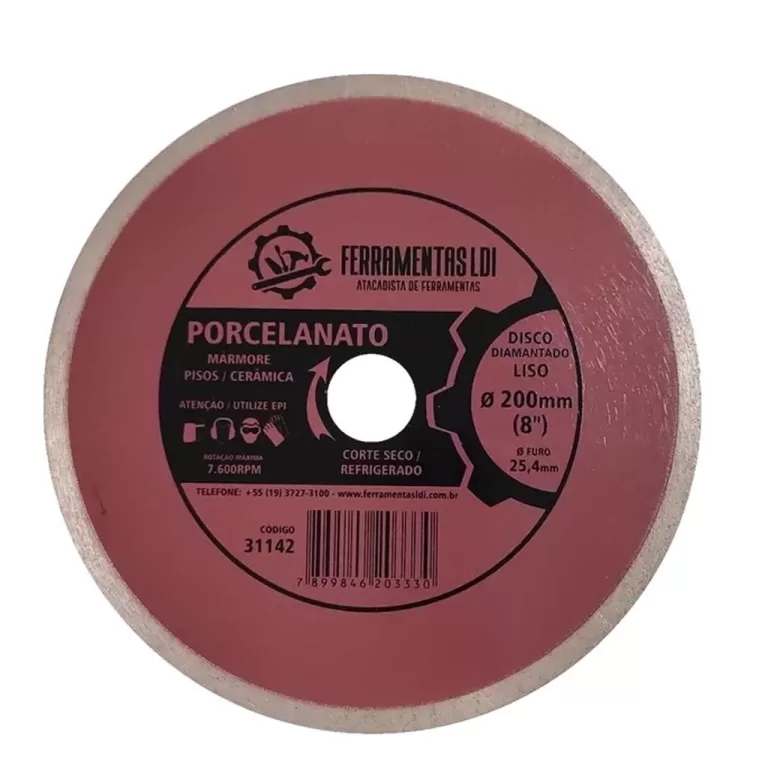 Disco Diamantado Continuo 200mm Porcelanato Ferram