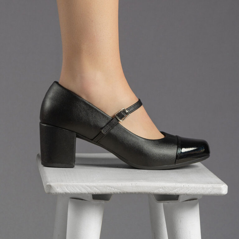 Sapato Feminino Scarpin Bico Quadrado Retro Boneca