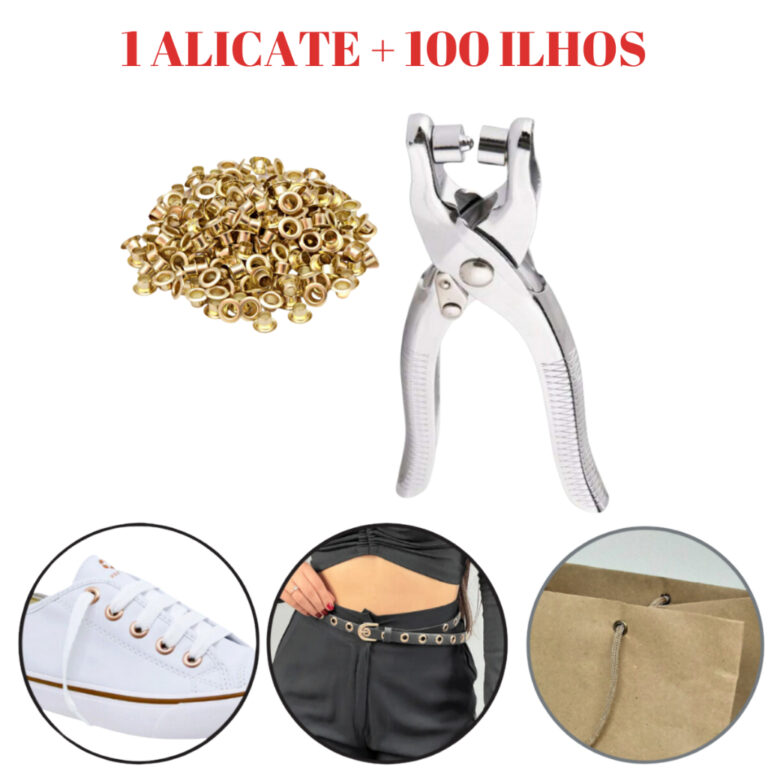 Alicate Para Ilhos Profissional em Aço Inox, Fura