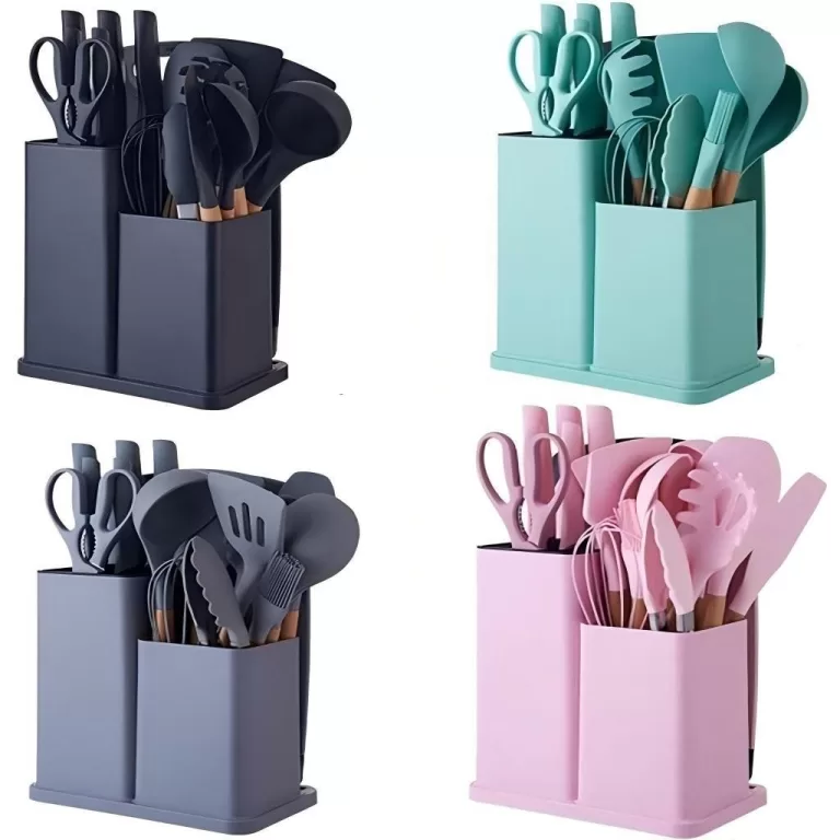 Kit Conjunto 19 Pçs De Utensílios Facas Silicone