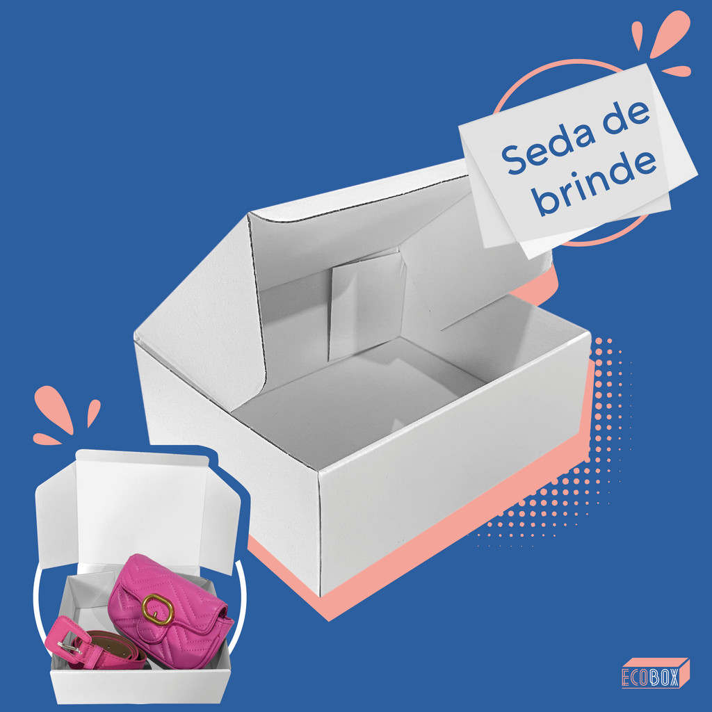 Kit Caixas de Papelão Branca 20x16x7cm Envios E-commerce Correio Delivery Doces