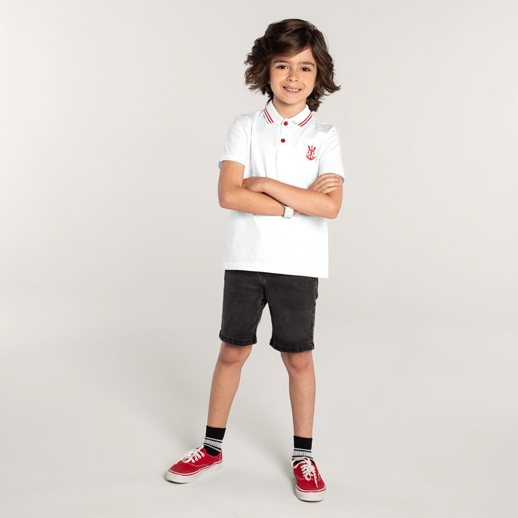 Camiseta Polo Unissex Flamengo Infantil Brandili