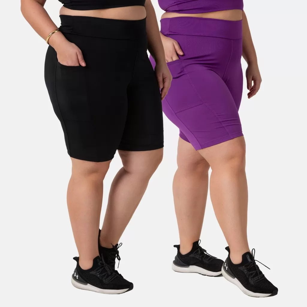 Kit 2 Bermudas Feminina Plus Size Suplex com Bolso Tamanhos Grandes 103749-K2