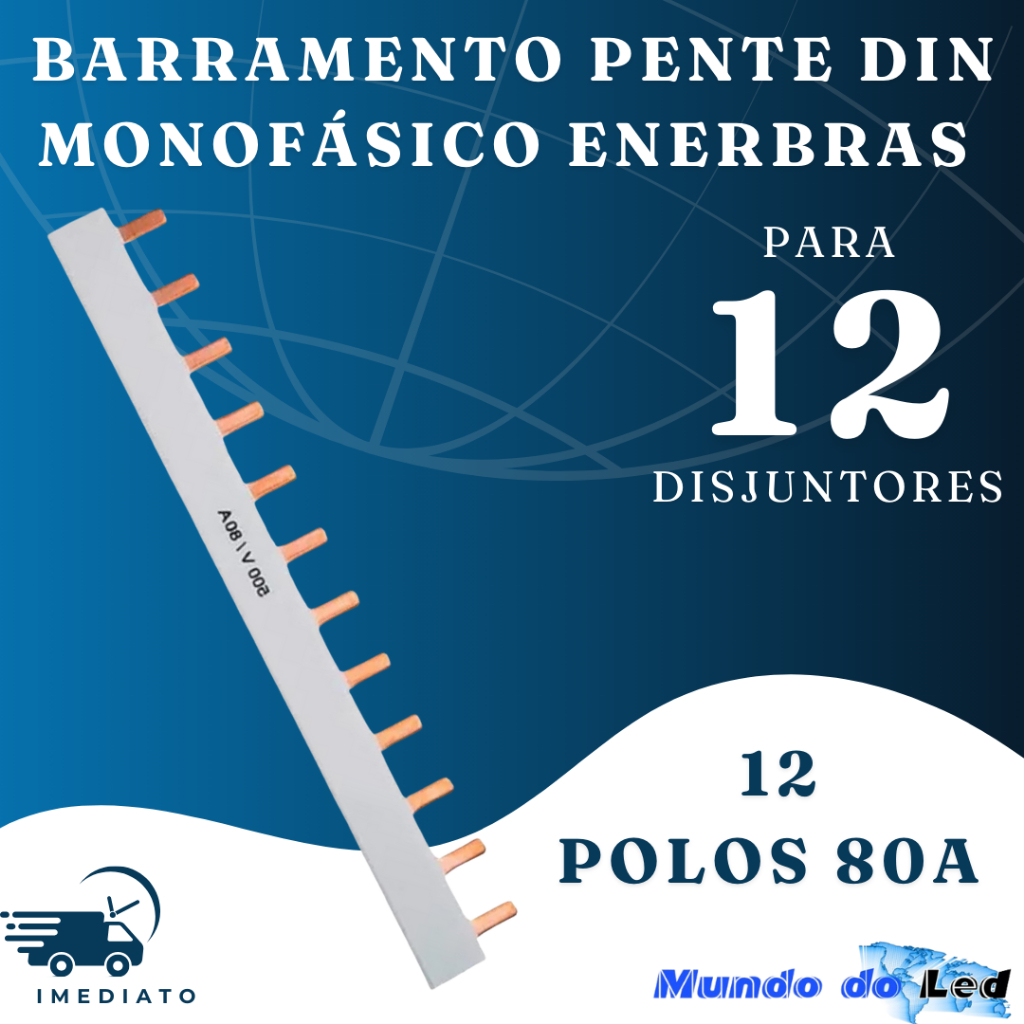 Barramento Pente Monofásico Din P/ 12 Disjuntore Enerbras