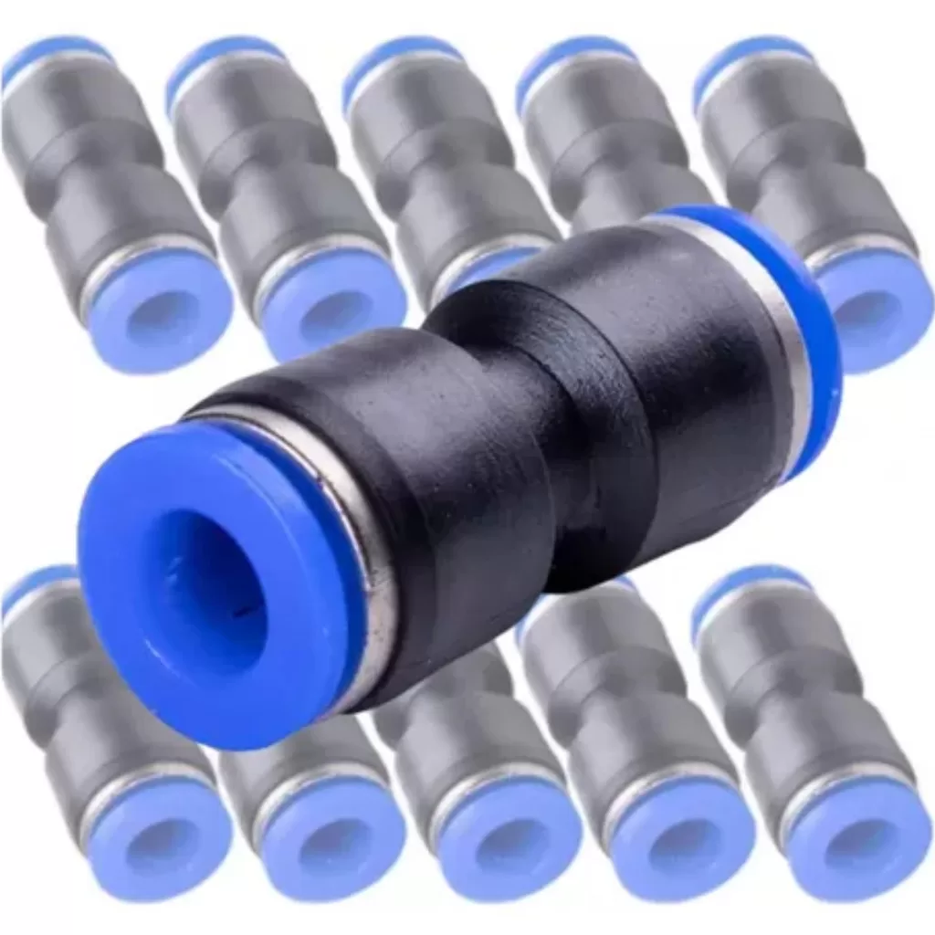 União Emenda Reta Pu 8mm Pneumática Engate Rápido Kit com 10 Peças