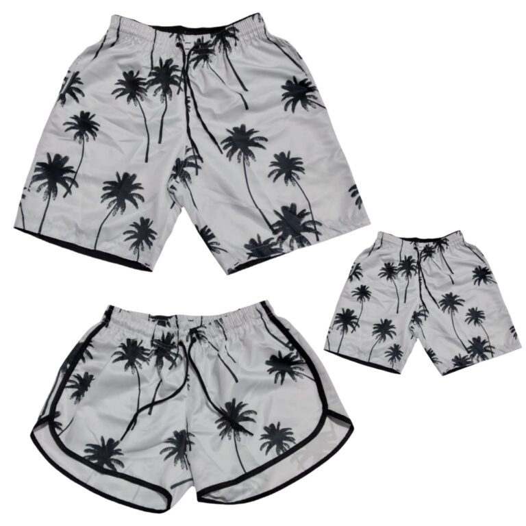 Conjunto Familia Shorts Casal 3 Pçs Pai Mae Filho