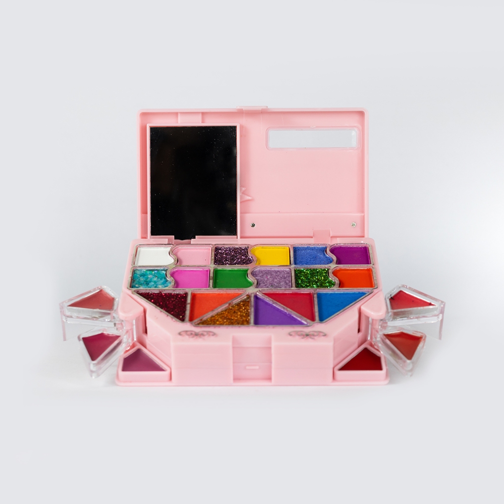 Kit Paleta Maquiagem Infantil Menina Estojo Blush Iluminador  Glitter Sombra