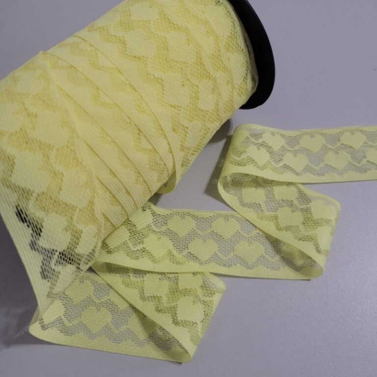Renda Rígida 4cm Coração Amarelo Bebê Claro Co