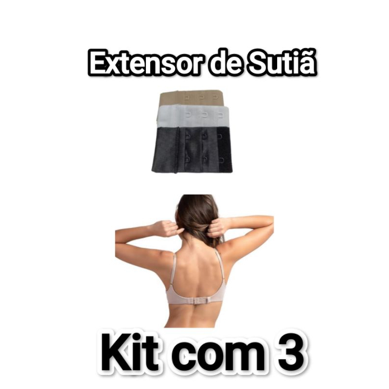 Kit de 3 Extensores para Soutien- Extensor para alongar a circunferência –  2 ganchos 3 Regulagens –