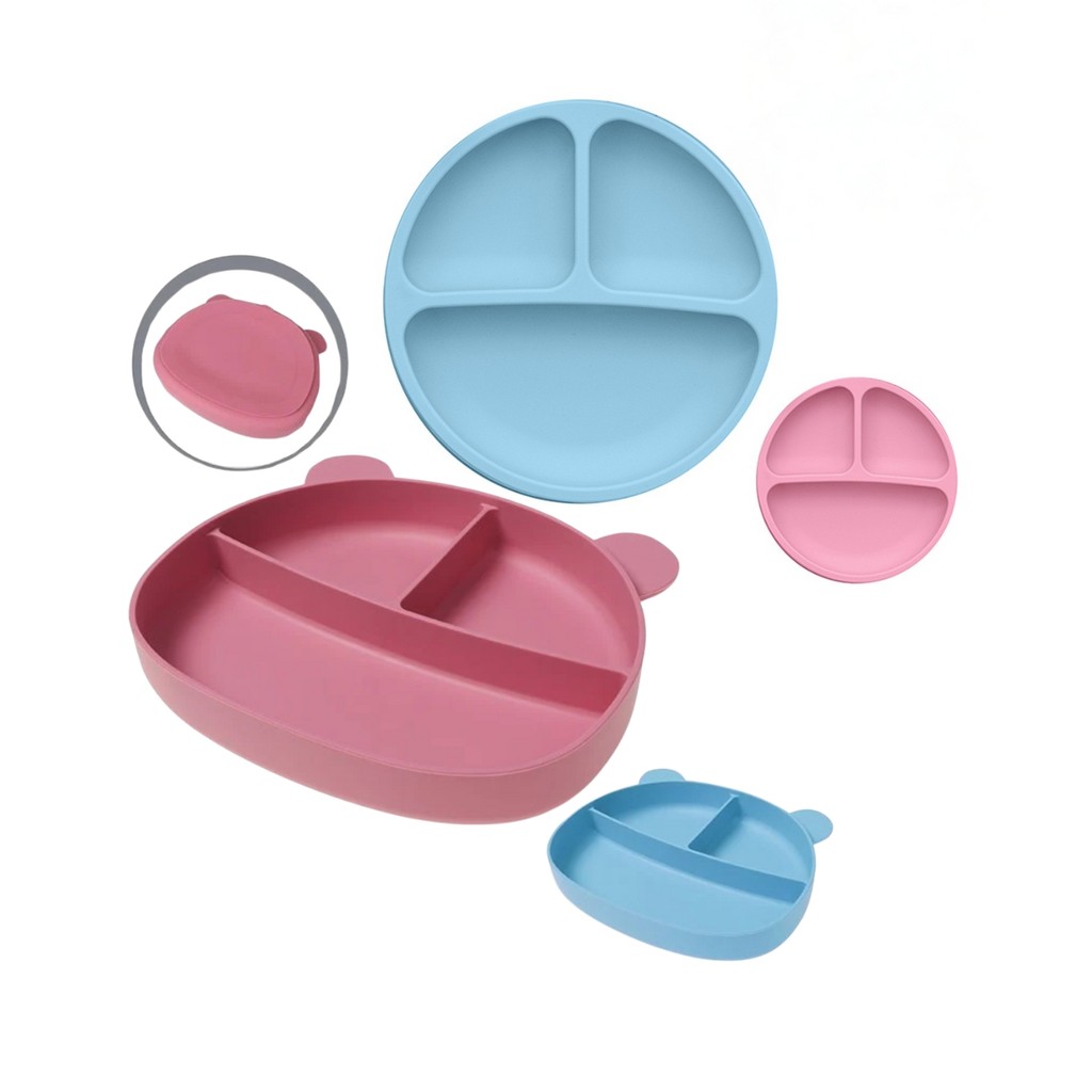 Kit Introdução Alimentar divertida Silicone Baby com Divisória Infantil