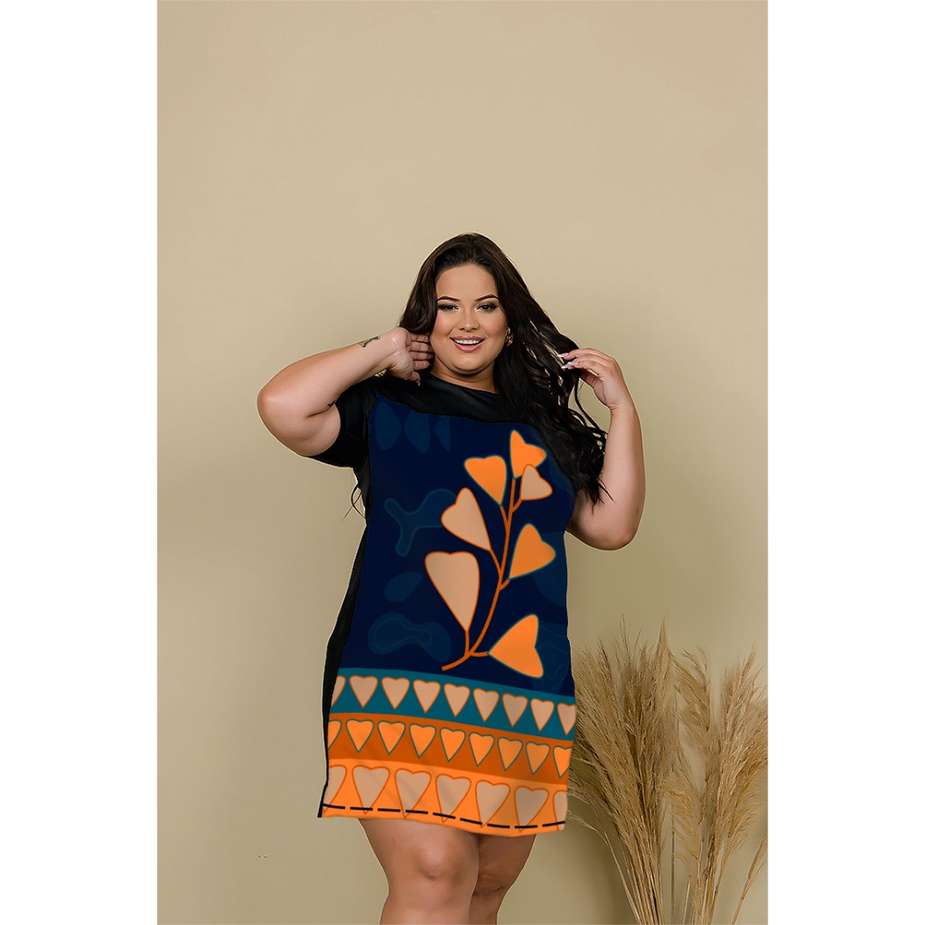 Vestido Feminino Estampa Exclusiva Tecido Sedinha Costa Malha Toque Suave e Respirável