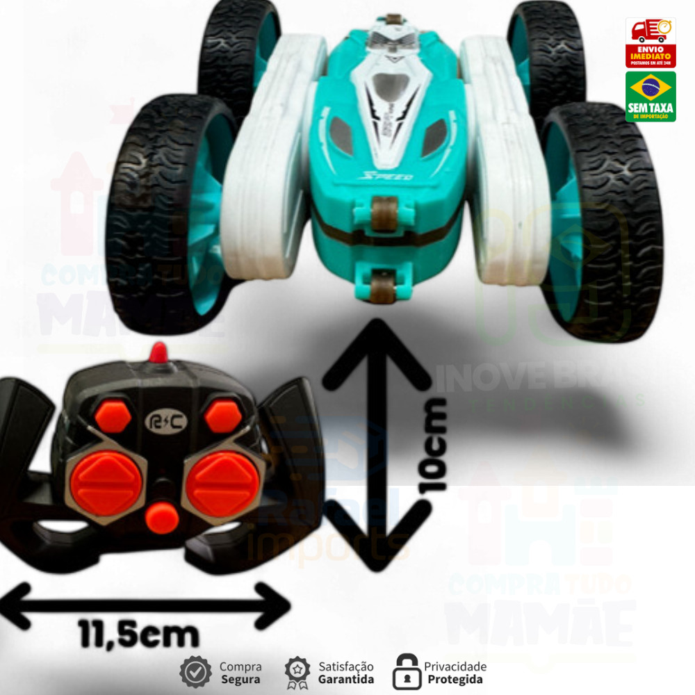 Carro Controle Remoto Brinquedo Off Road Giratorio 360 graus 2.4G Azul Rosa