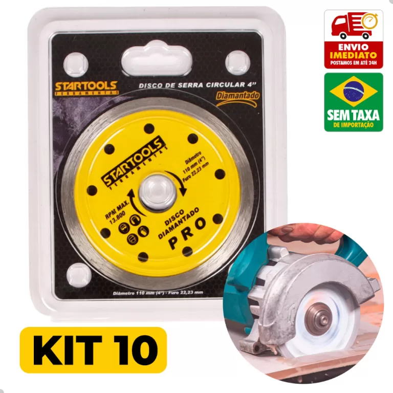 Kit 10 Disco de Serra Circular Diamantado 4 Polega