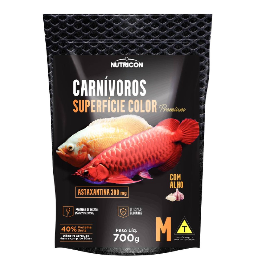 Ração Peixe Carnivoros Superficie Color M 700g coloração