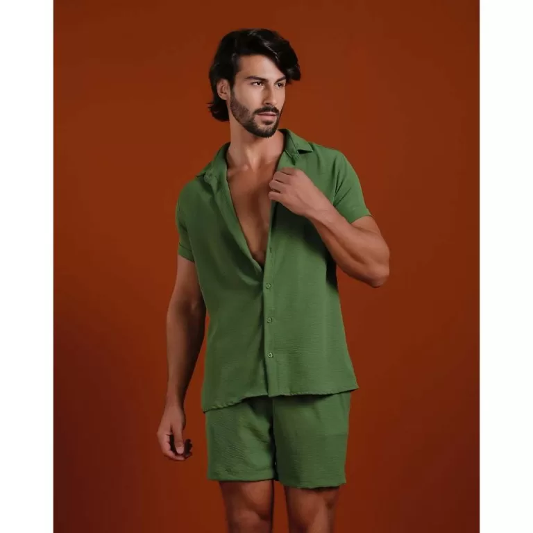 Conjunto Camisa + Bermuda Masculina Tecido Dunas C