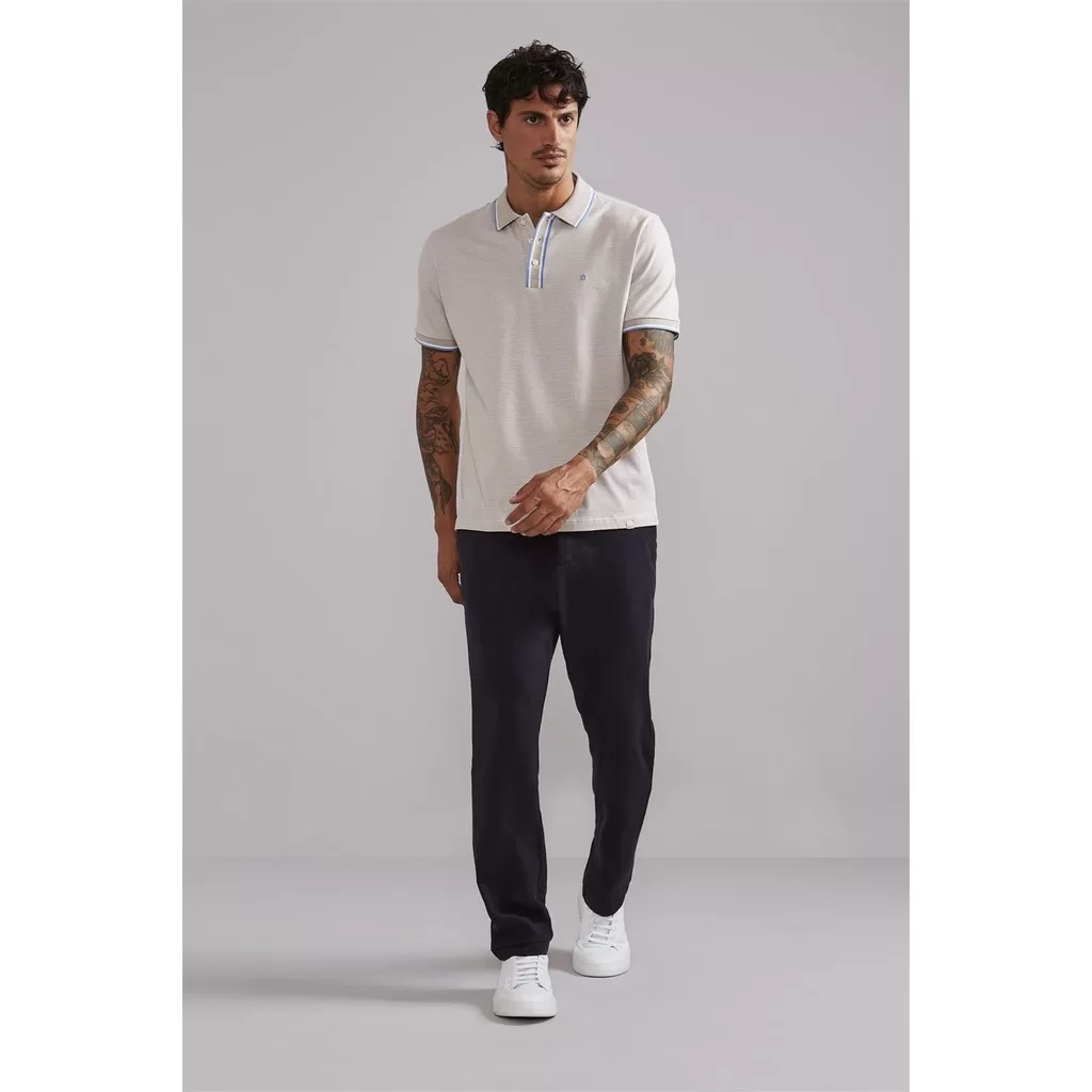 Camisa Polo Comfort Malha – Marrom Craft / Branco