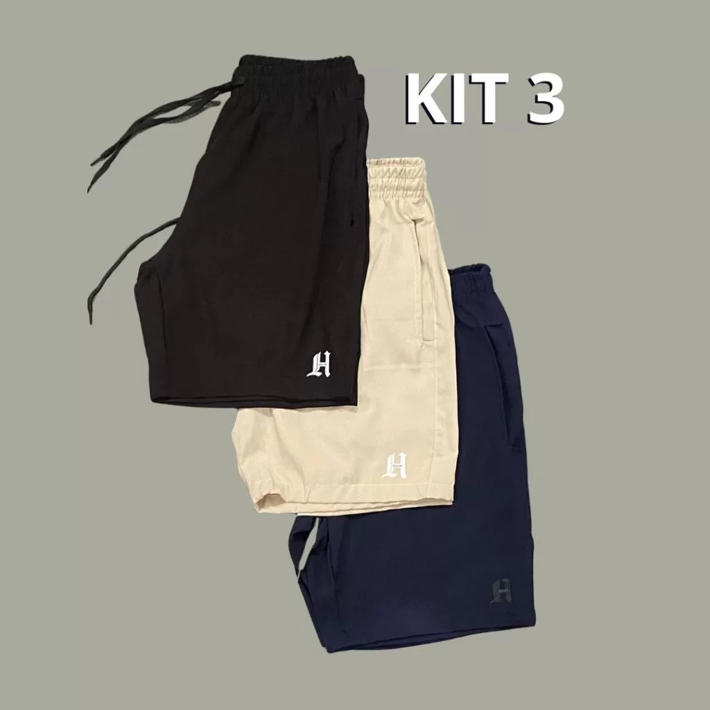 Kits 3 Shorts Masculino Tactel Com Elastano Premium