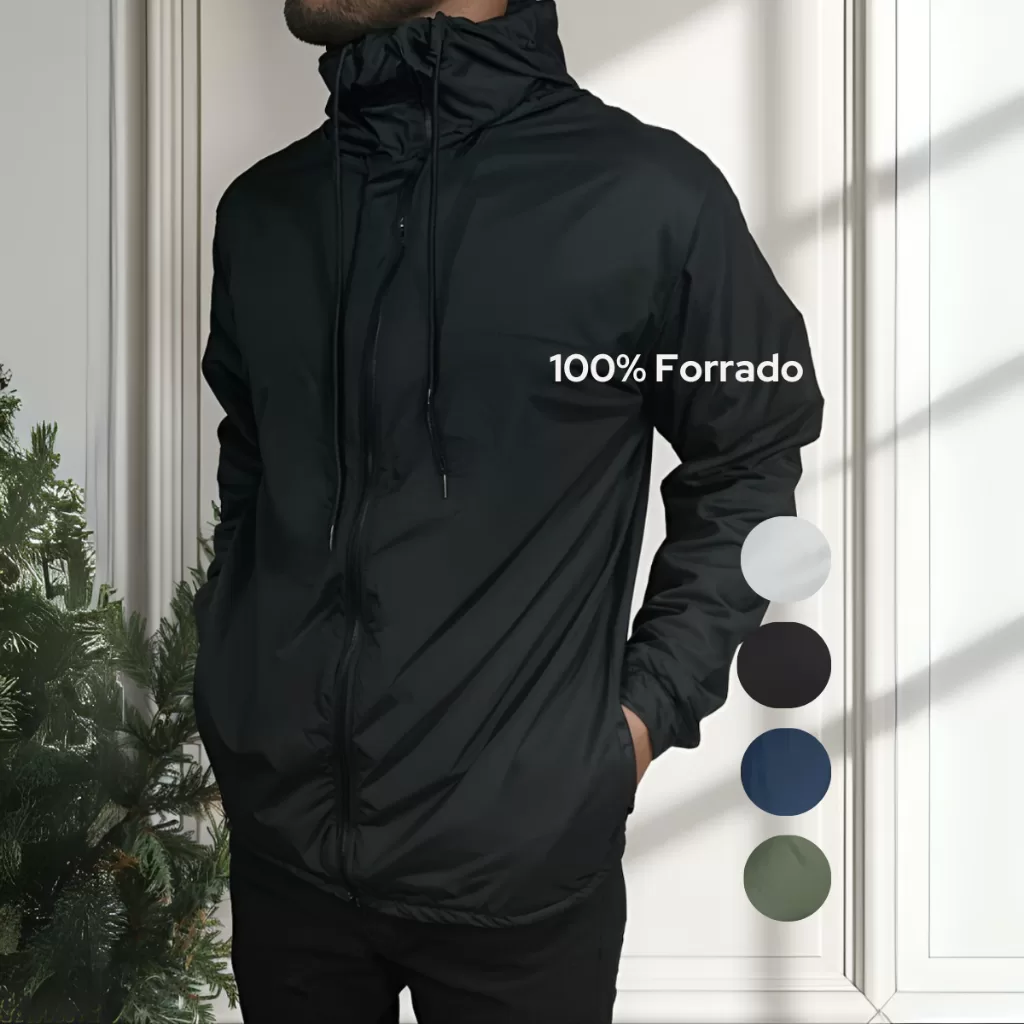 Corta Vento Masculino Forrada Lisa impermeável