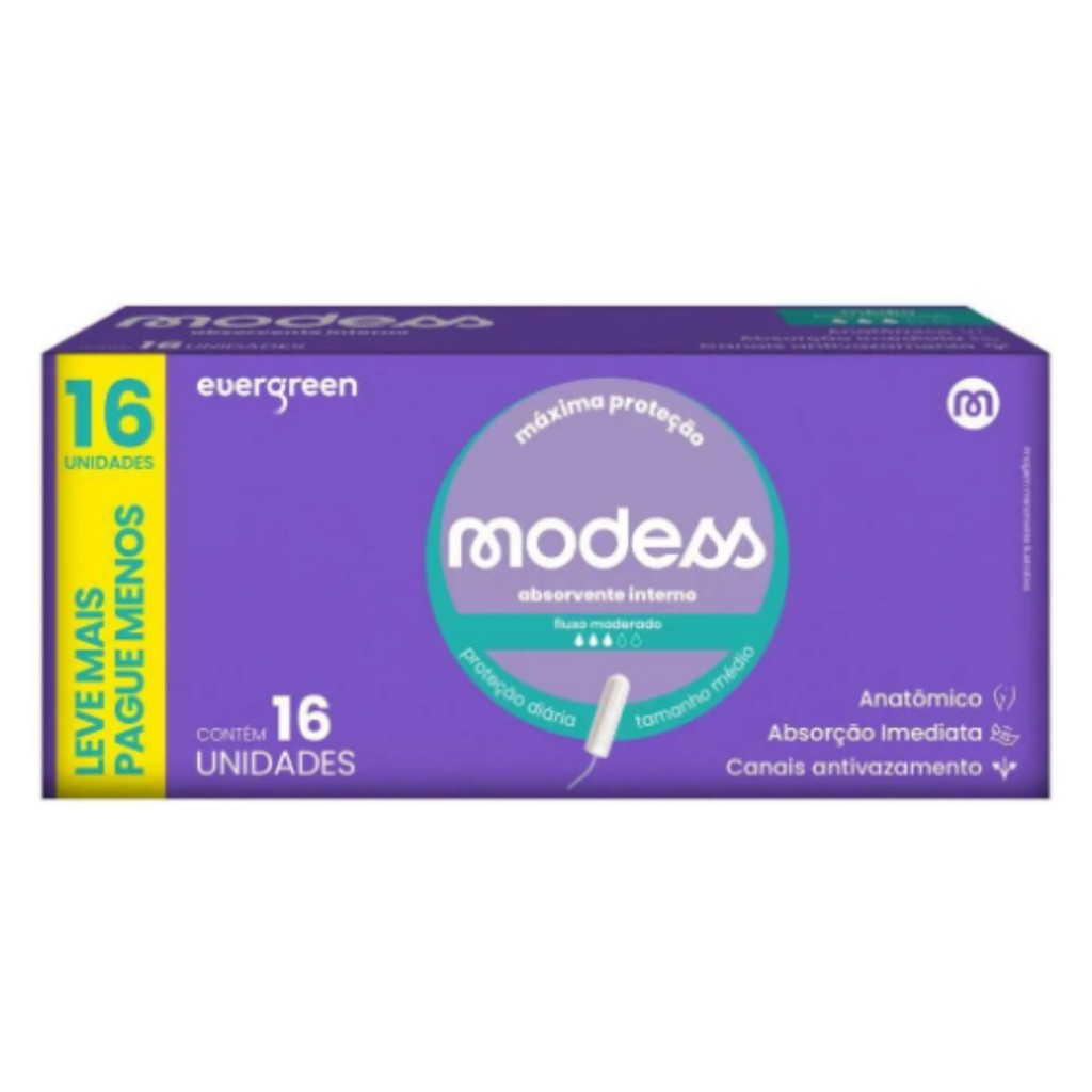 Absorvente Interno Modess Tamanho Médio 16un