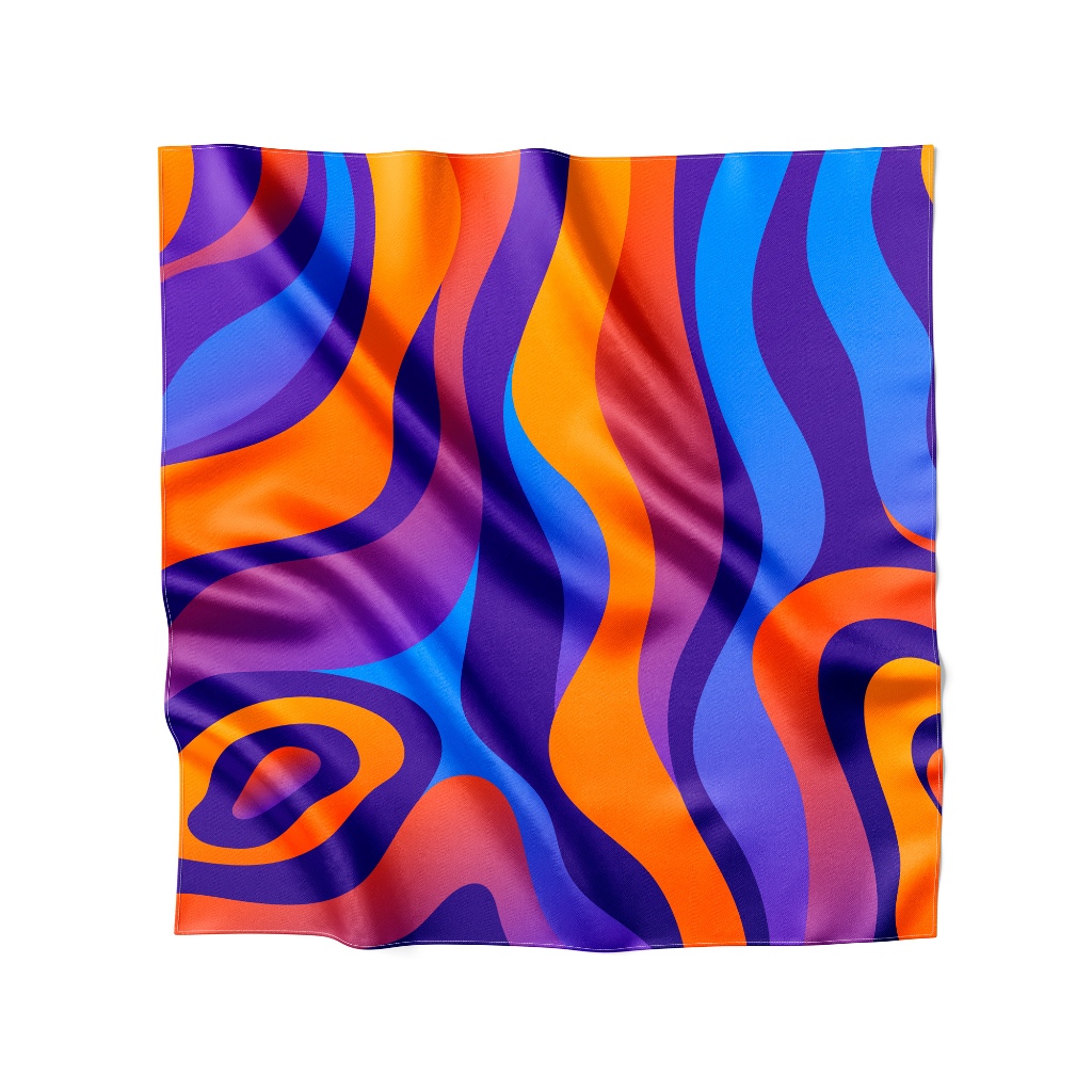 Lenço de Cetim 90x90cm Várias Amarrações Tendência Fashion Estampas Marmorizadas Psicodélicas