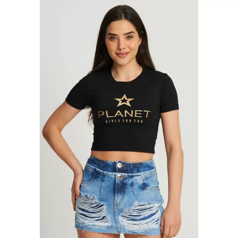 Cropped Feminino Logo Star Planet Girls Preto