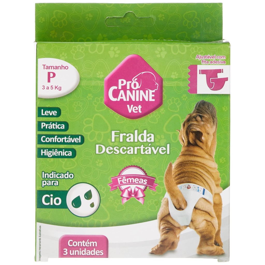 Fralda Descartável Pequena Com 3un Para Cachorro Procanine Vet