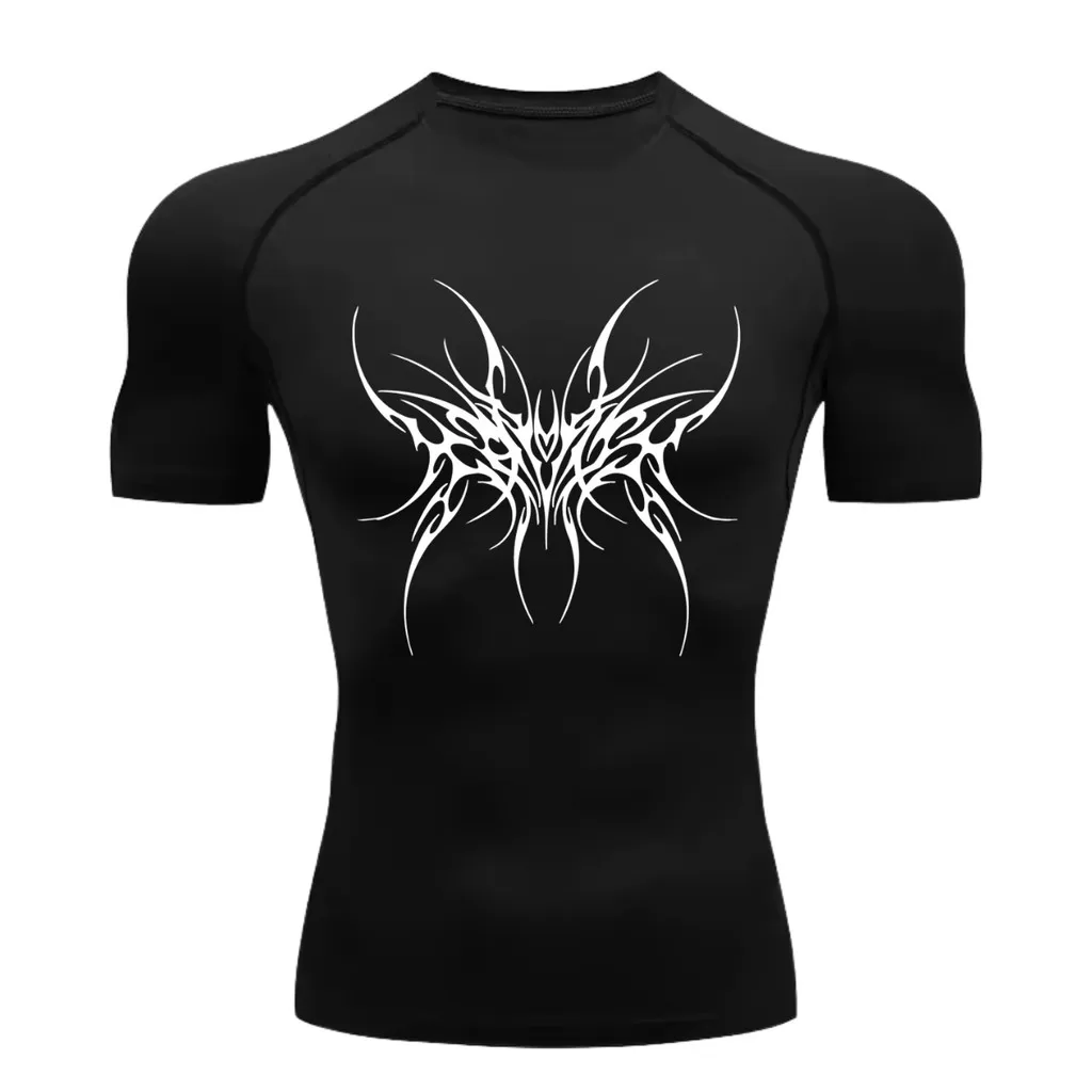 Camiseta Compressão Proteção Uv Estampada Na Frente Tecido Gelado Segunda Pele Manga Curta Cyber Tri