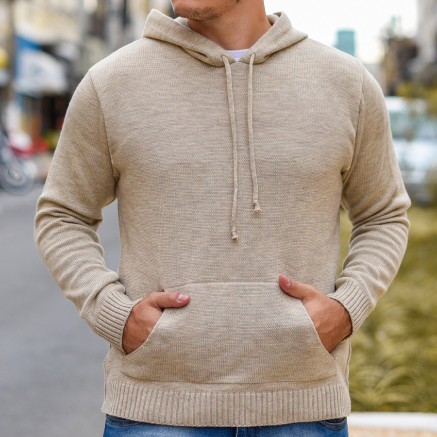 Blusa De Frio Com Capuz Casaco Masculino Lã Com Bolso Alta Qualidade