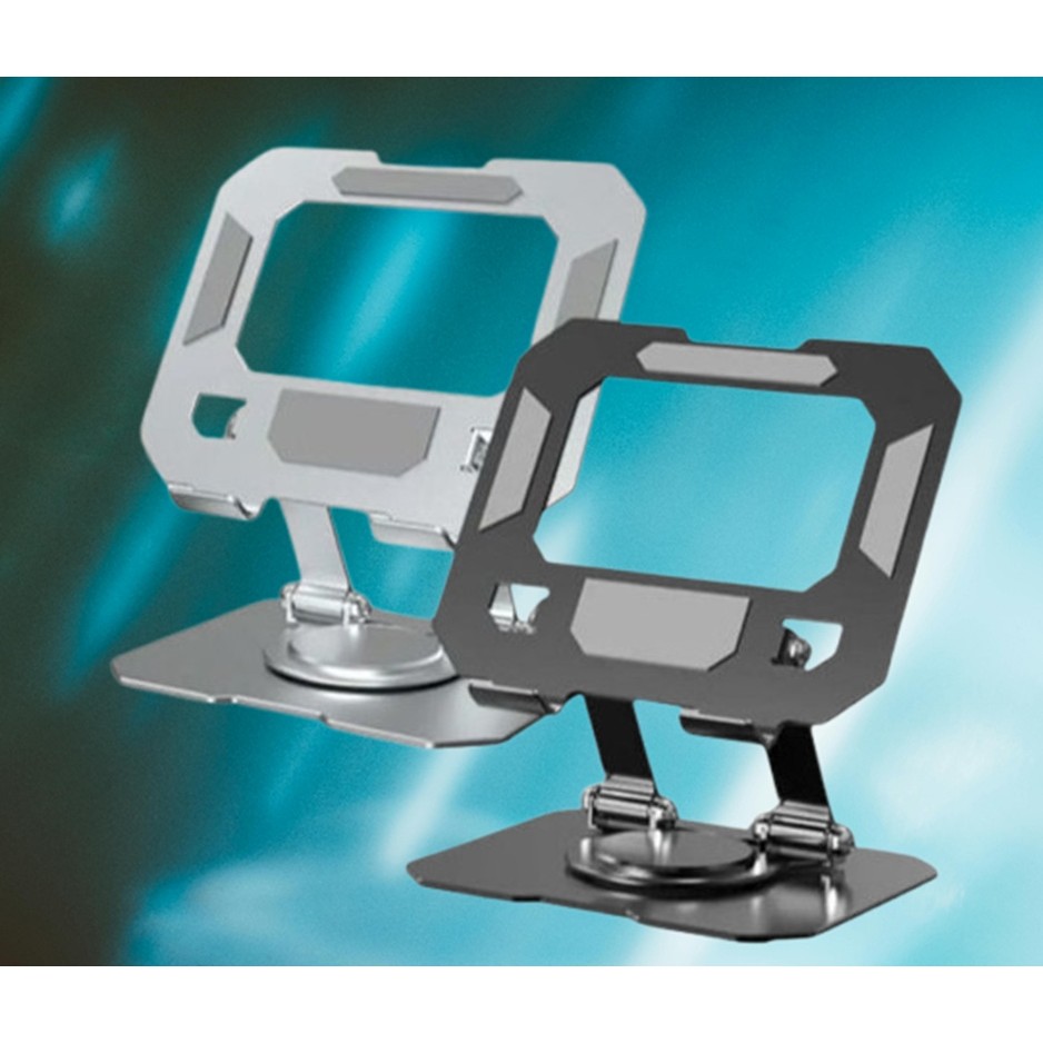 Suporte de Mesa base redonda 360 Graus em Alumínio Ajustável Antiderrapante P/Tablet e Celular