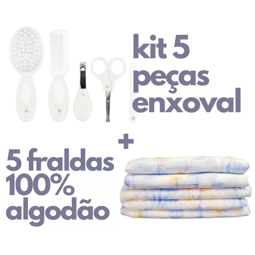 Kit 10 Peças para Bebê  Higiene Pimpolho + Fraldas de Algodão