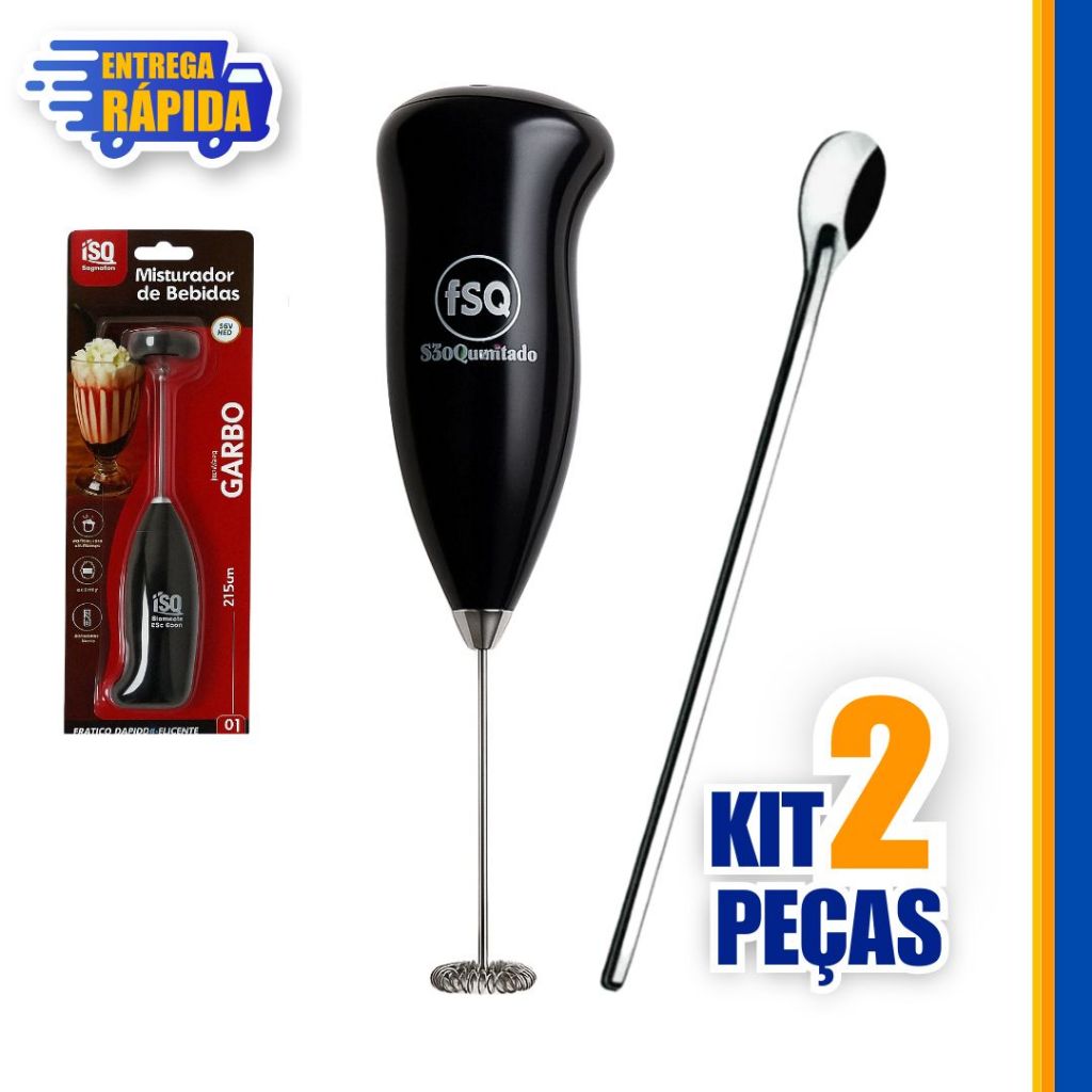 2 pecas Misturador Mini Mixer Elétrico Batedor Inox Café Chá Bebidas Milk Shake, 1 colher bailarina
