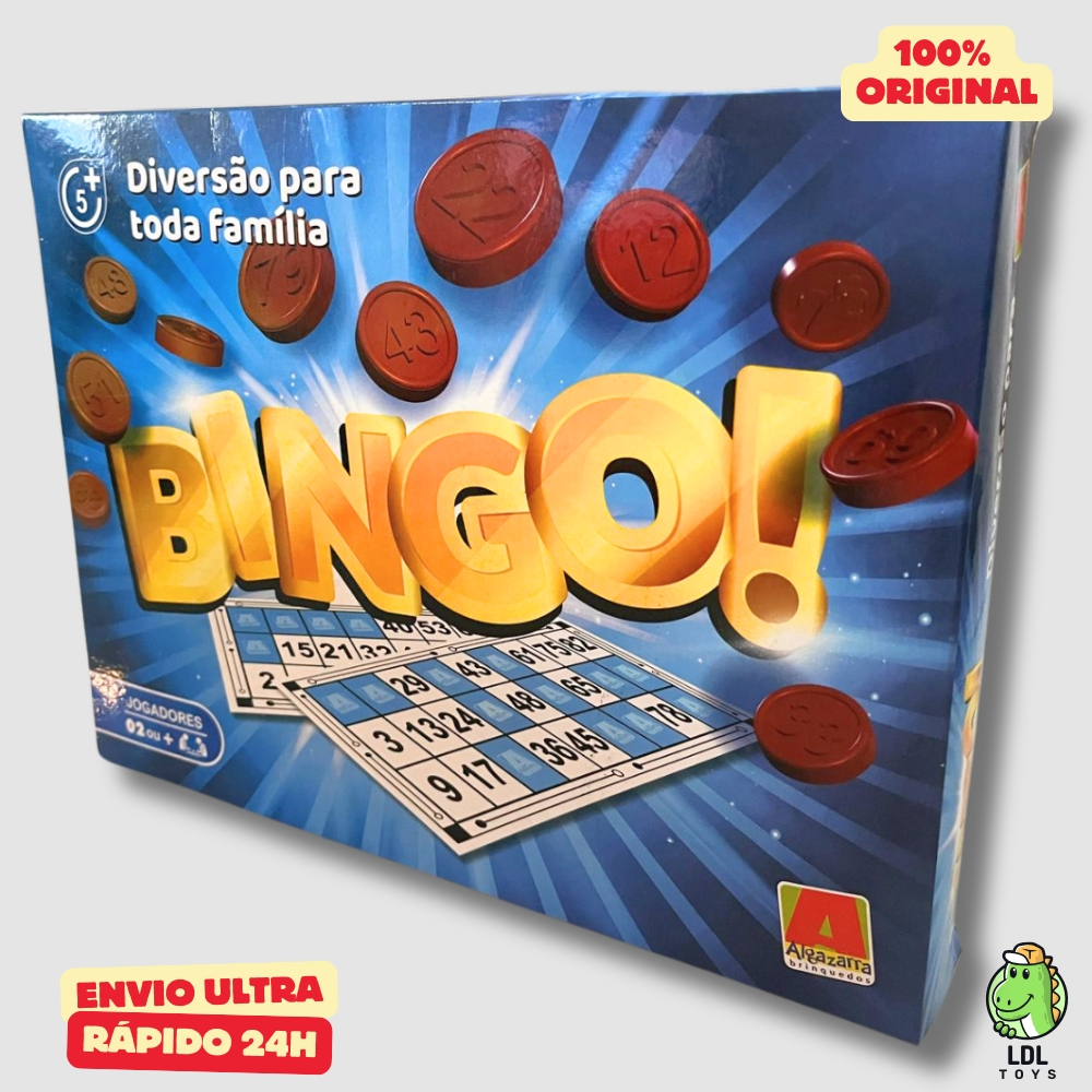 Jogo Bingo Completo 24 Cartelas + 90 Pedras Brinquedo Infantil Plástico Algazarra