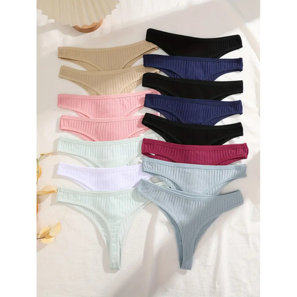 Kit de Calcinhas Fio Dental Feminina Algodão Canelado
