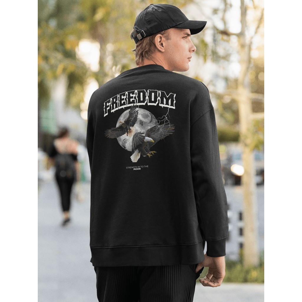 Moletom Careca Blusa de Frio Suéter Gola Redonda Masculino Casual Streetwear 100% Algodão Estampado