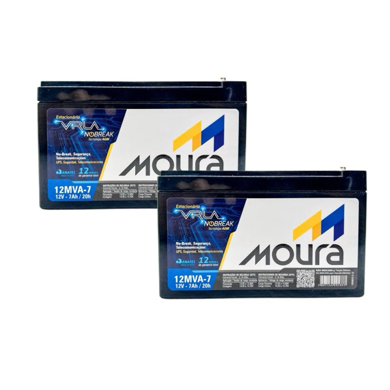 Kit 2 baterias 12MVA 7AH 12V MOURA VRLA NOBREAK