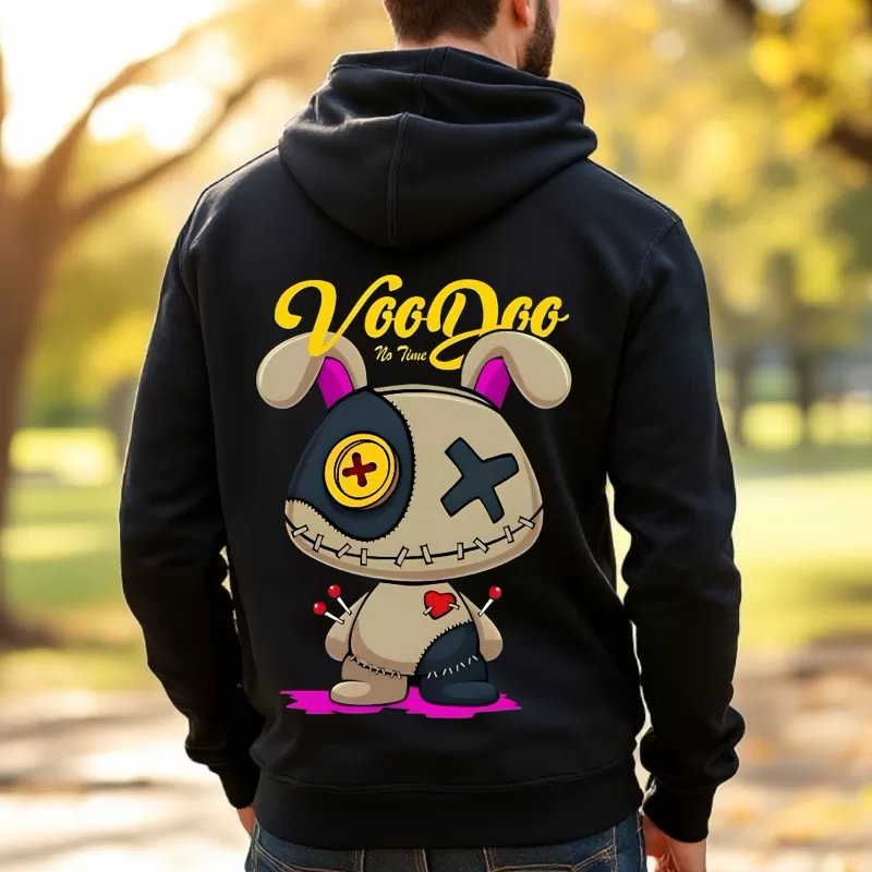 Moletom Canguru Anime Unissex Masculino Flanelado Quente Blusa de Frio VooDoo Desenho Coelho