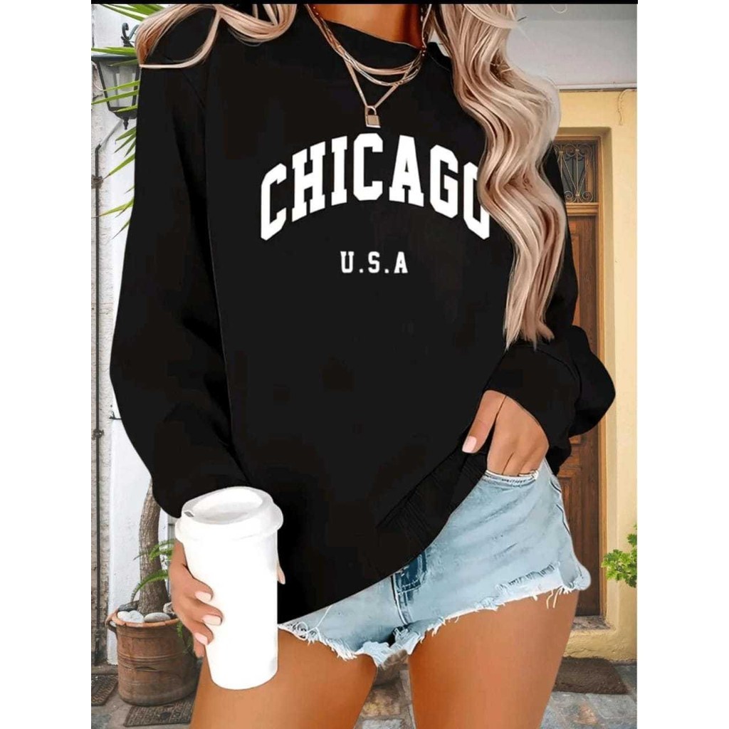 Moletom Unissex Estampado Chicago Conforto E Estilo Urbano