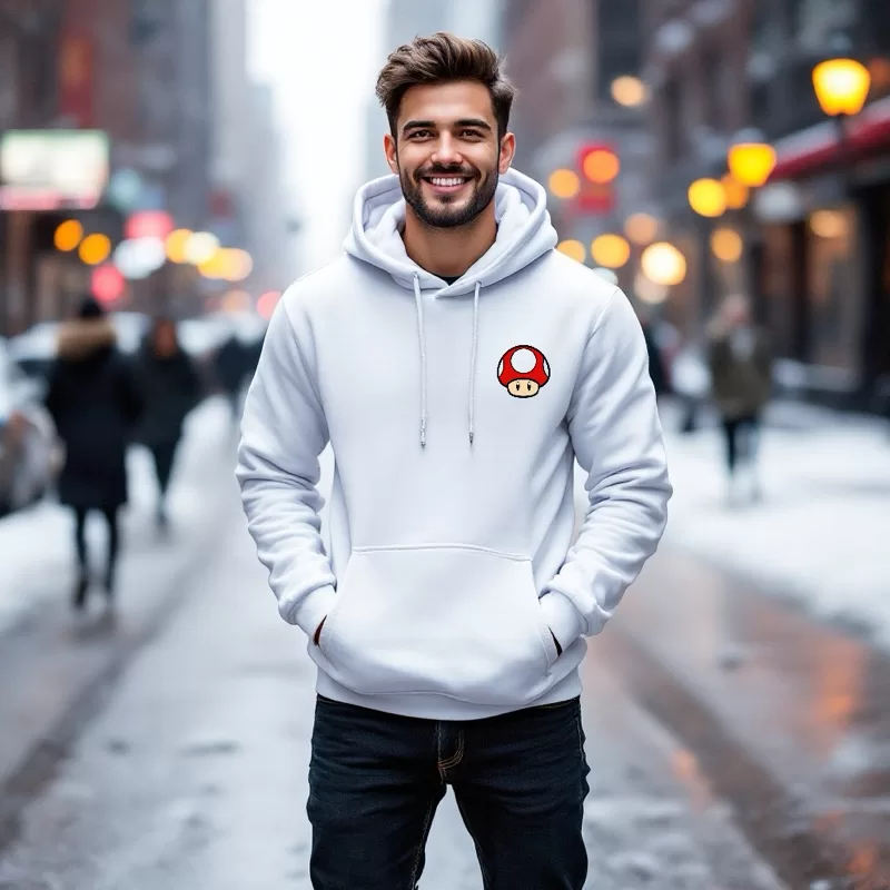 Moletom Canguru Super Mario Game Jogo Retrô Blusa de Frio Flanelado Inverno Várias Cores com Capuz e