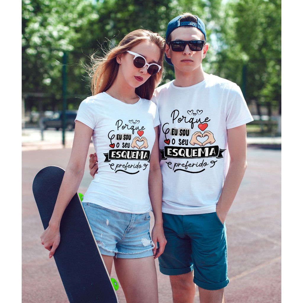 Kit Camisetas para Namorados 100% Poliéster – Camiseta Casal – Camiseta Namorados Personalizada