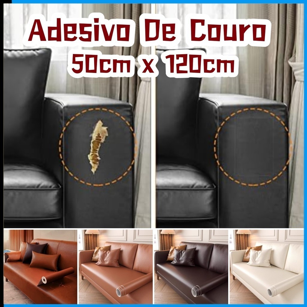 Filme Autoadesivo Couro Sintético Premium Resistente Água, Óleo e Desgaste para Reforma de Móveis, S