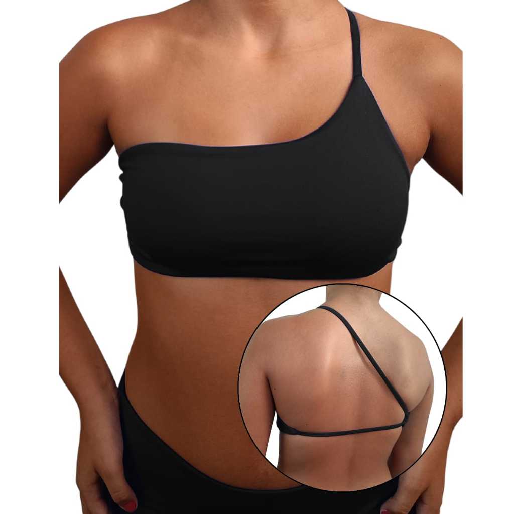 Top Stillo S Assimétrico  Cropped Um Ombro Só com Alça em S nas Costas |Academia, Casual ou Praia