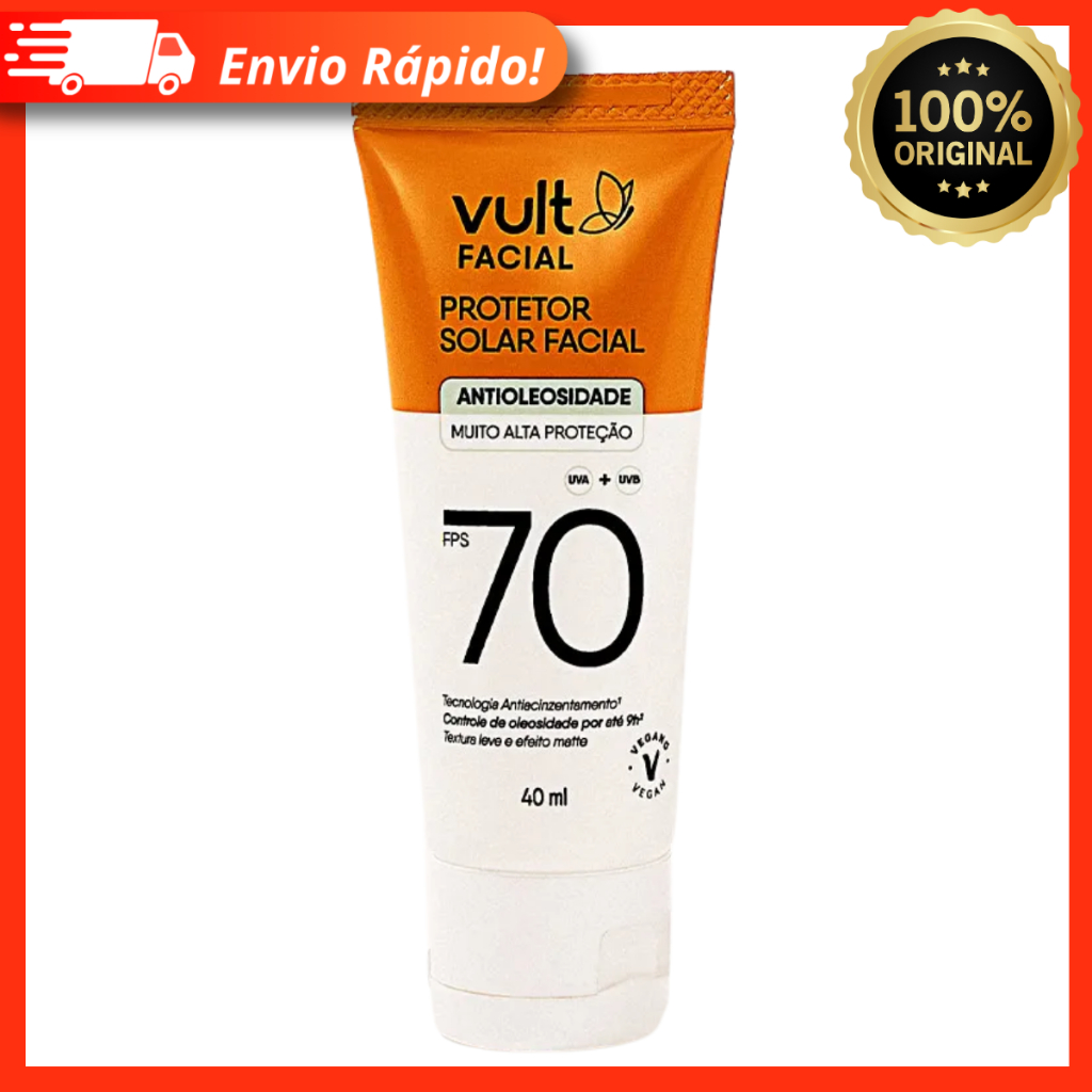 Protetor Solar Facial FPS 70 Antioleosidade 40ml – Vult